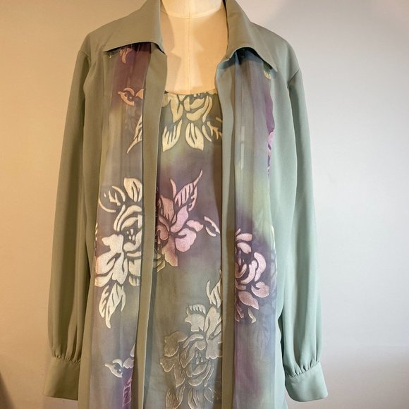 Palazzo Pants with shell & Jacket, Bassonelli Brand, size 16 - Picture 3 of 7